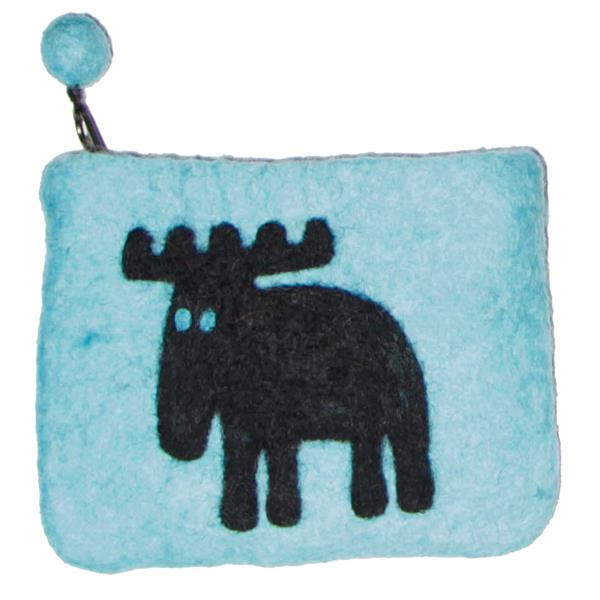 FF232057  232057 Felted purse, organic wool, turquoise Moz