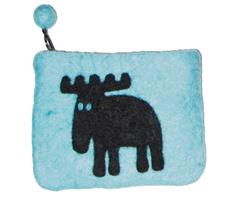 FF232057  232057 Felted purse, organic wool, turquoise Moz