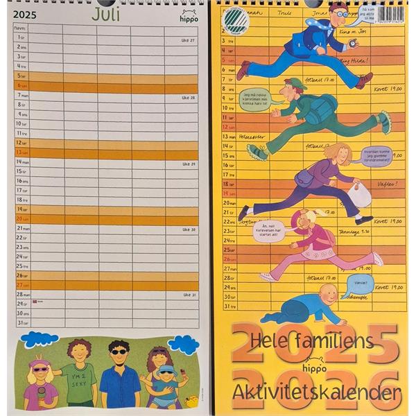 931525 Hippo 9315 Kalender, Aktivitetskalender 2026 Miljømerket, Hippo, Resirkulert papir!