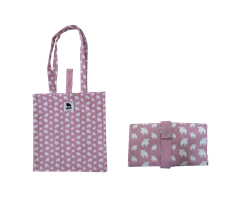 FF241111 MOZ 241111 Veske, sammenleggbar, canvas, rosa m/sm&#229; elger, Moz