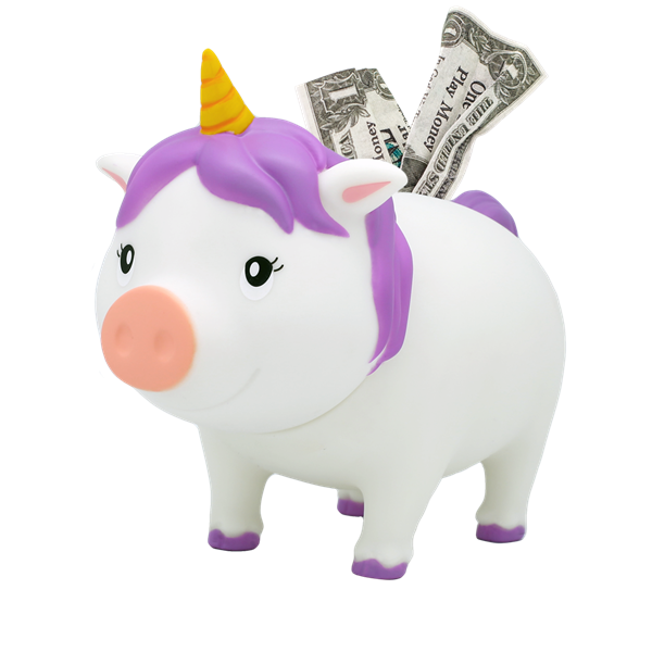 L9012  9012 Sparegris, Enhjørning, hvit, BIGGYS Lilalu