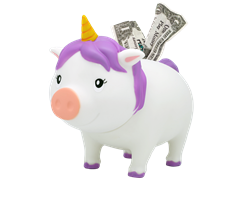 L9012  9012 Sparegris, Enhj&#248;rning, hvit, BIGGYS Lilalu